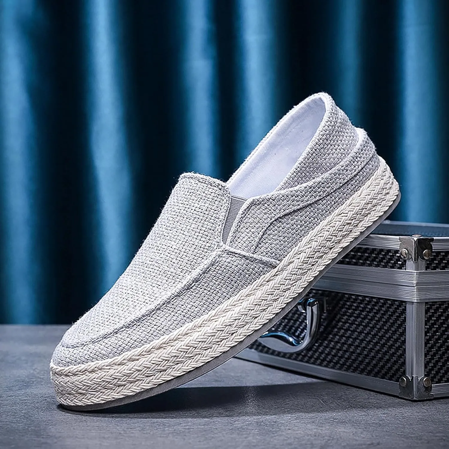 2022 Men's New Spring And Autumn Fisherman's Shoes Canvas Thick Soled Slip On Shoes Leather Tennis Shoes for Men Casual Slip