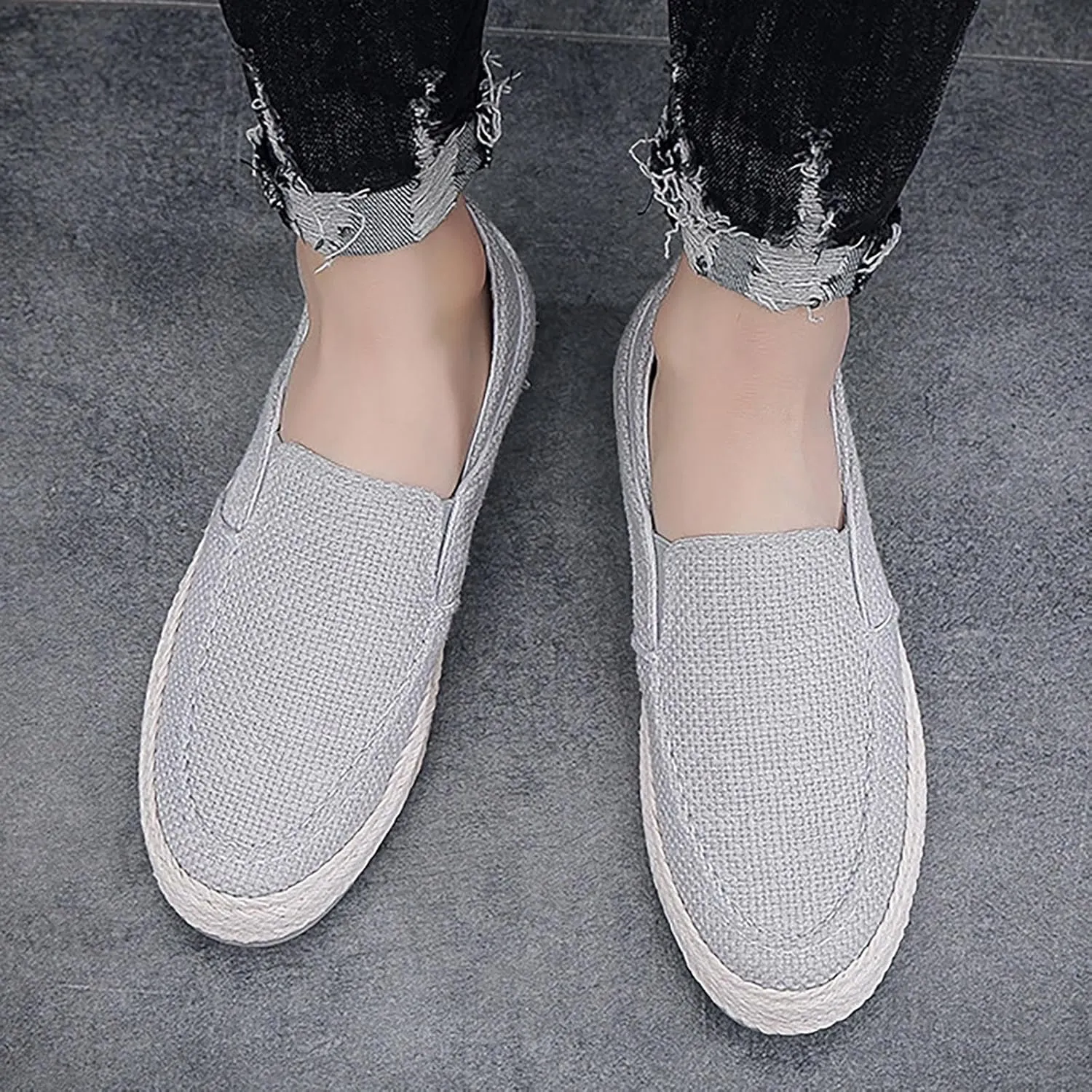 2022 Men's New Spring and Autumn Fisherman's Shoes Canvas Thick Soled Slip On Shoes Leather Tennis Shoes for Men Casual