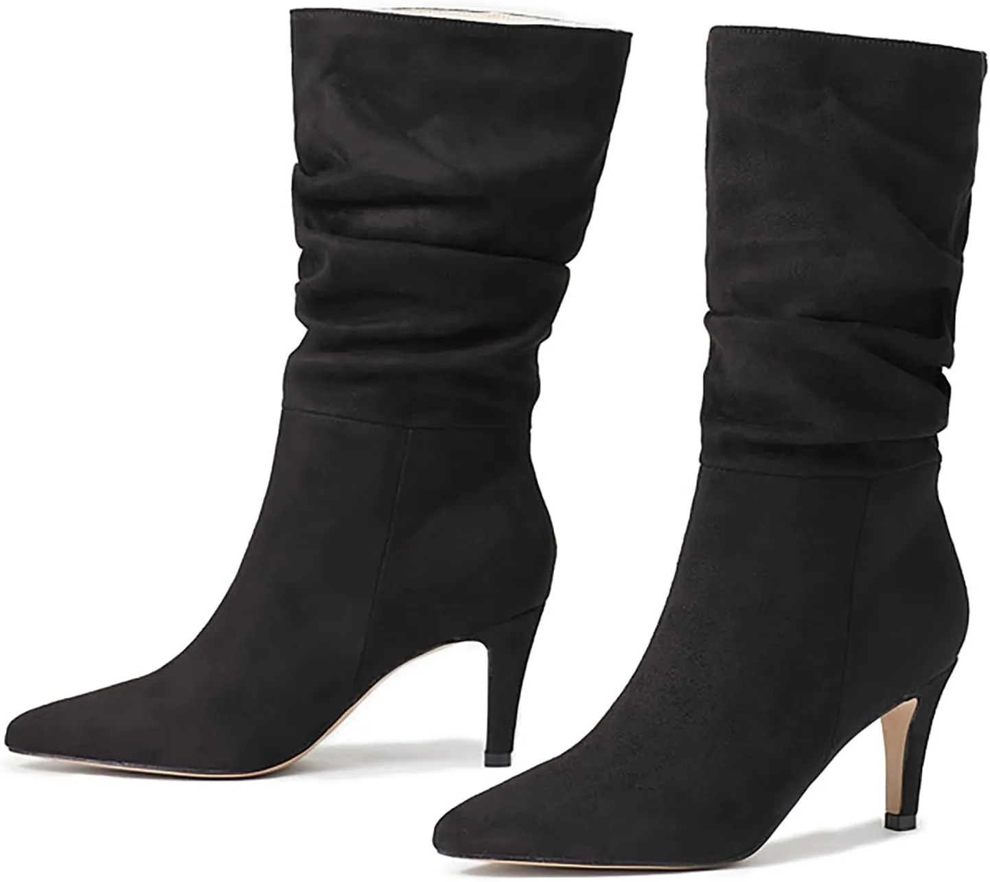 2023 Fall High Heeled Suede Mid Heeled Sexy Pointed Toe Fashion Boots Women's Shoes Glam Boots