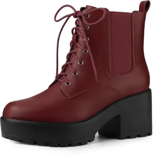 Allegra K Women's Platform Lace Up Ankle Boots Chelsea Combat Boots