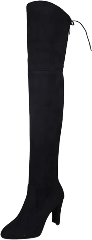 Ankle Boots For Women High Chunky Heeled Over Knee Boots Zipper Pointed Suede Thigh High Boots Long Bootie