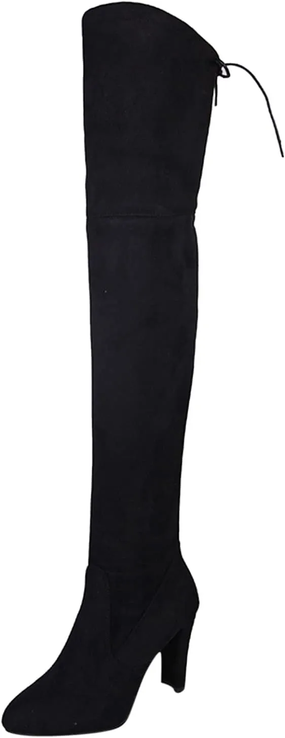 Ankle Boots For Women High Chunky Heeled Over Knee Boots Zipper Pointed Suede Thigh High Boots Long Bootie