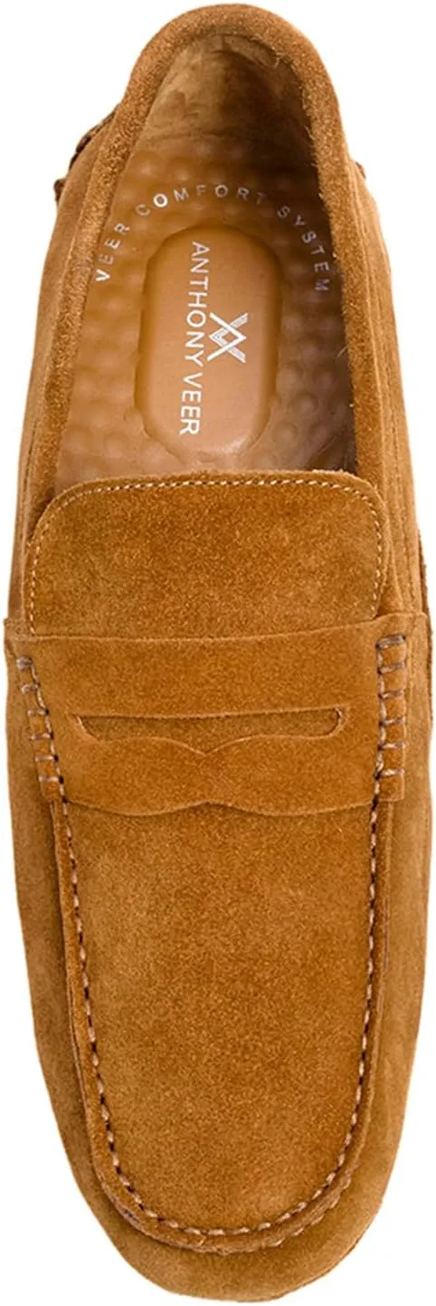 Anthony Veer Cruise Driver Penny Loafers for Men | Slip-On | Tubular Construction | Leather Lining | Ortholite Cushioned Footbed | Rubber Outsole