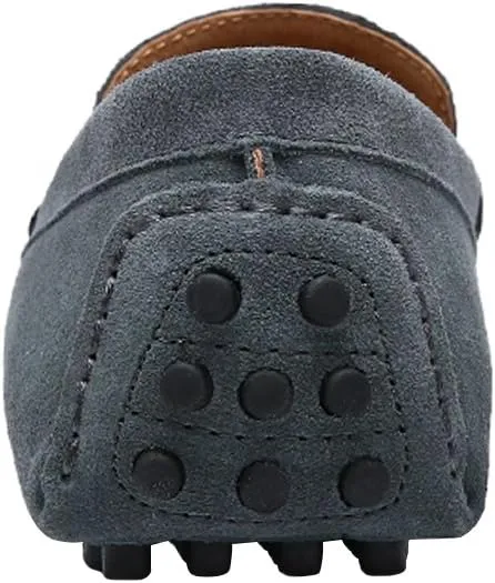 ANUFER Men's Stylish NATO Strap Moccasin Slippers Comfortable Suede Driving Shoes