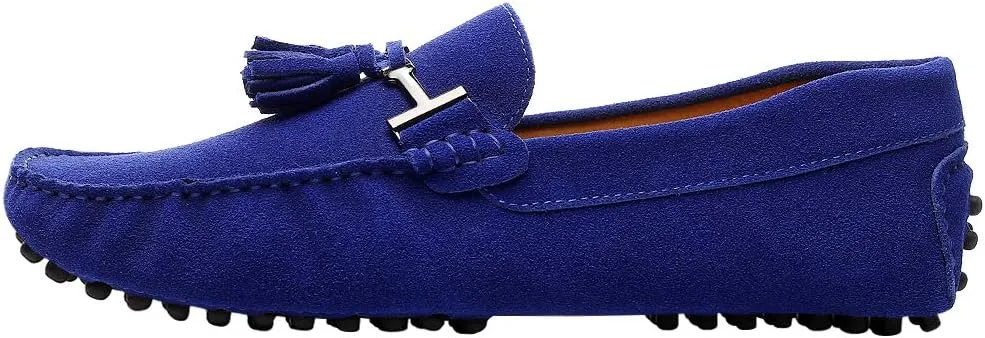 ANUFER Men's Stylish Tassel Suede Moccasins Comfort Loafers Flats Driving Shoes