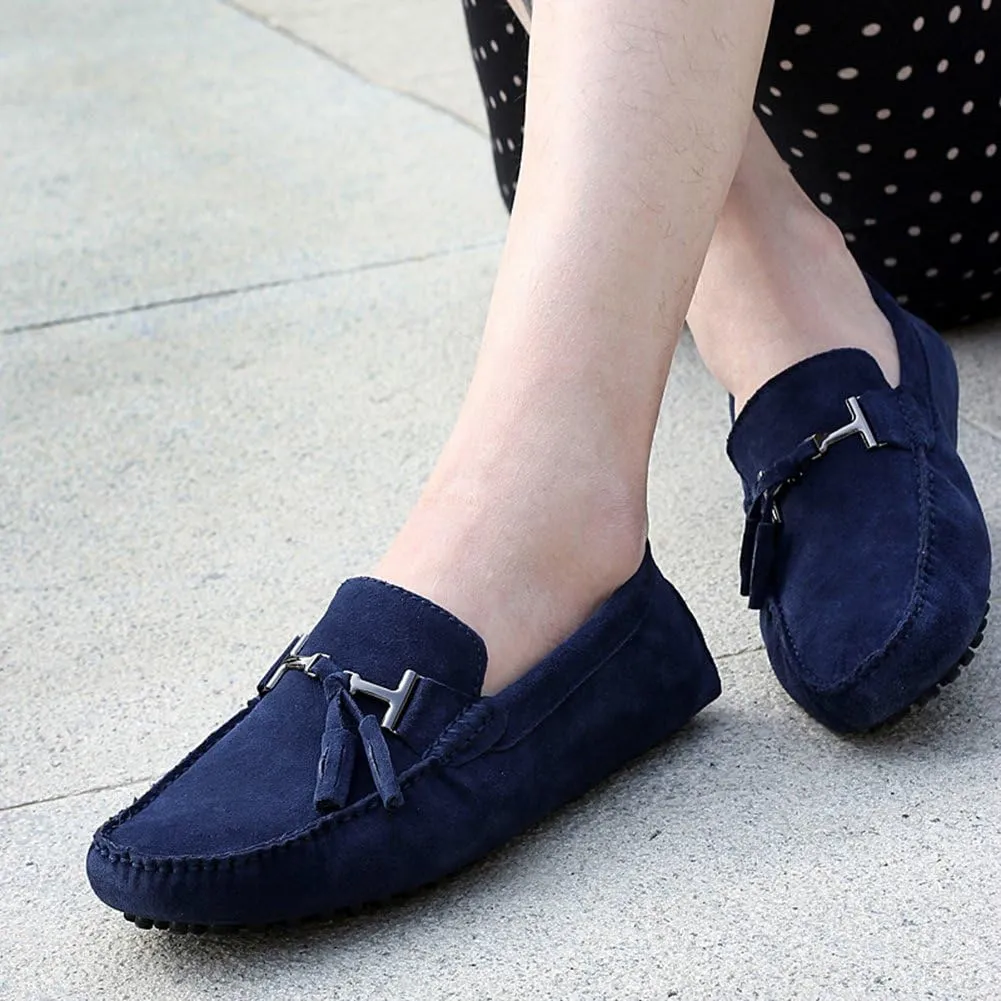 ANUFER Men's Stylish Tassel Suede Moccasins Comfort Loafers Flats Driving Shoes