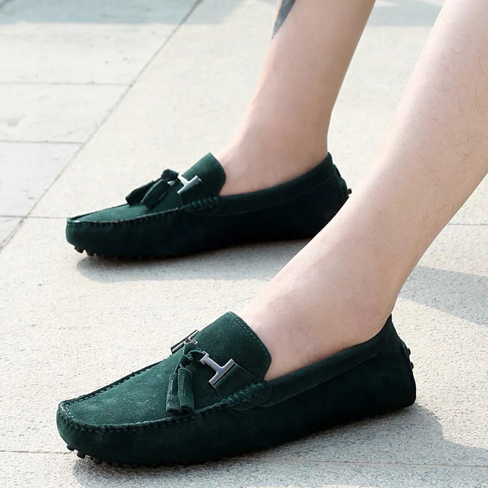 ANUFER Men's Stylish Tassel Suede Moccasins Comfort Loafers Flats Driving Shoes