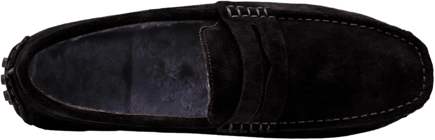 ANUFER Men's Suede Leather Penny Loafers Comfort Driving Shoes Moccasin Slippers
