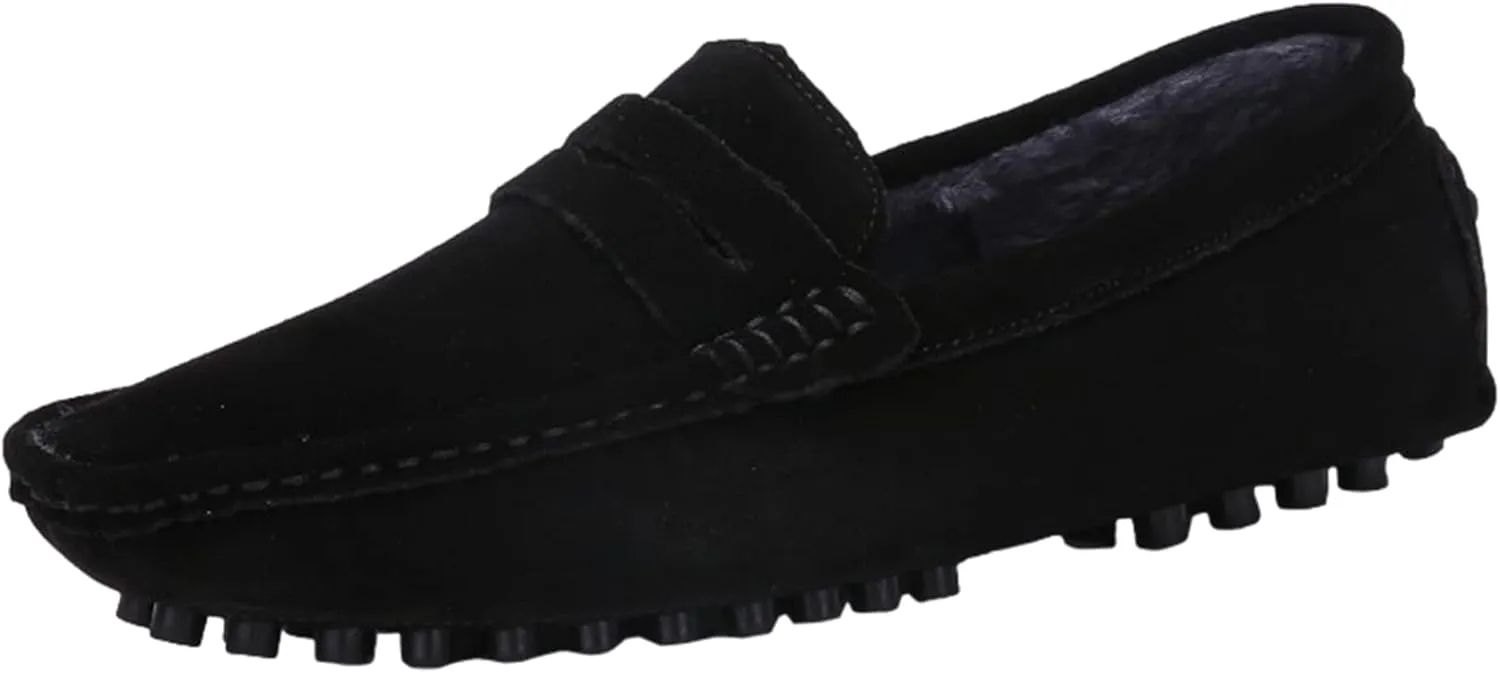 ANUFER Men's Suede Leather Penny Loafers Comfort Driving Shoes Moccasin Slippers