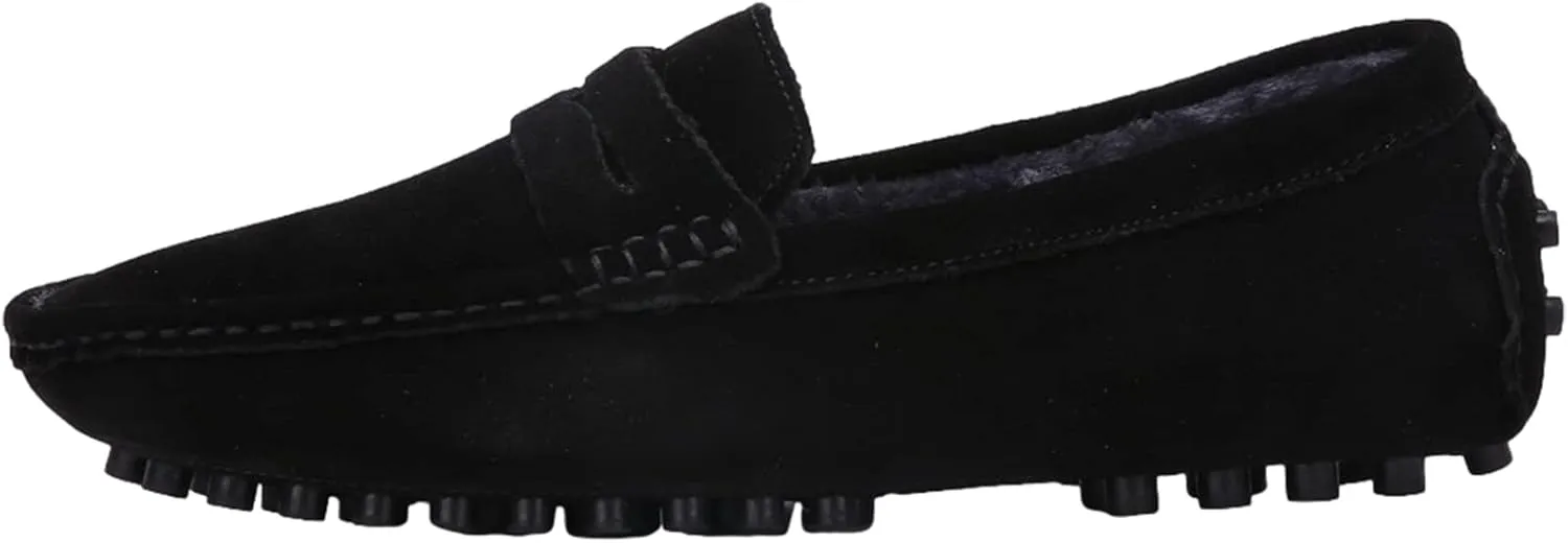ANUFER Men's Suede Leather Penny Loafers Comfort Driving Shoes Moccasin Slippers