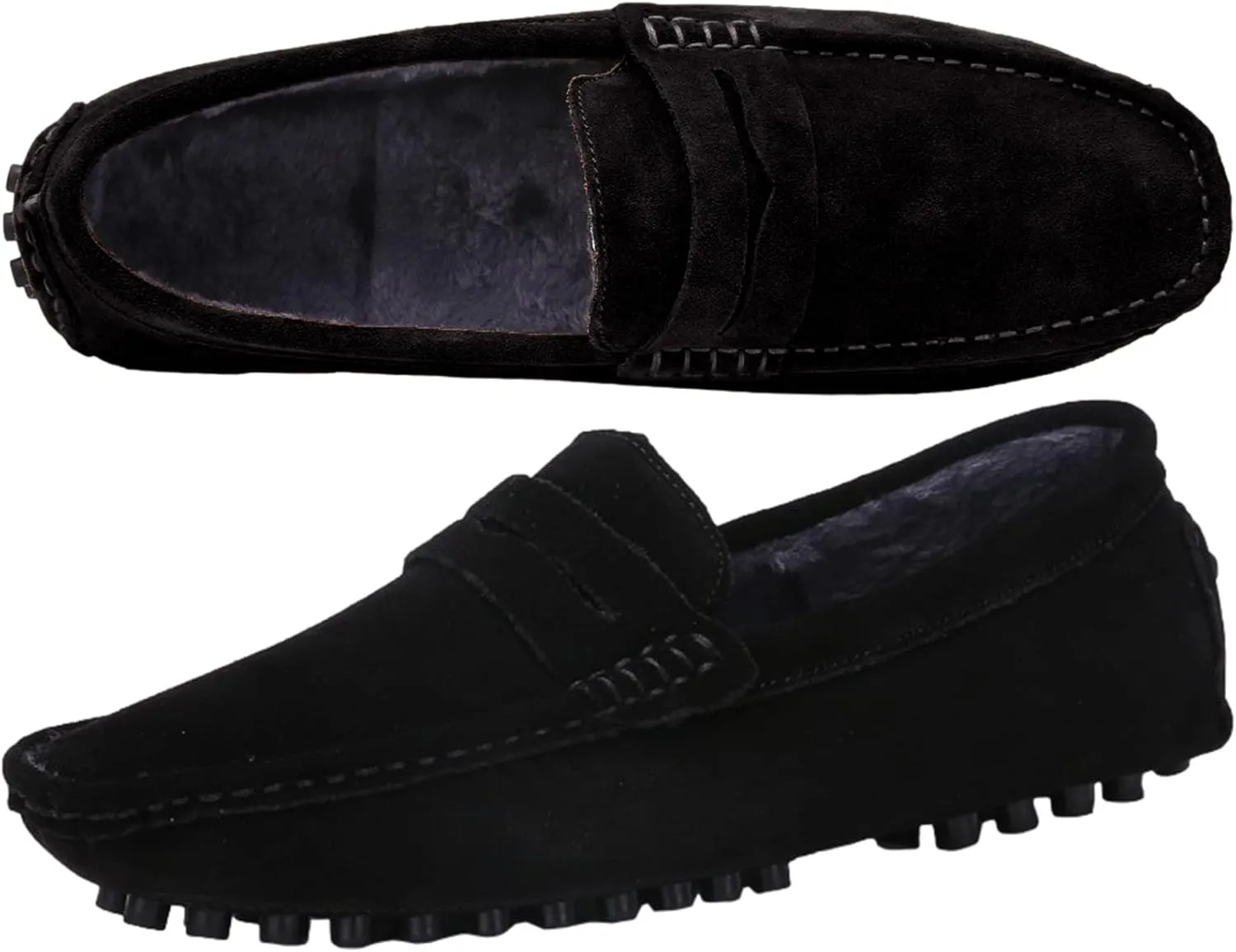 ANUFER Men's Suede Leather Penny Loafers Comfort Driving Shoes Moccasin Slippers