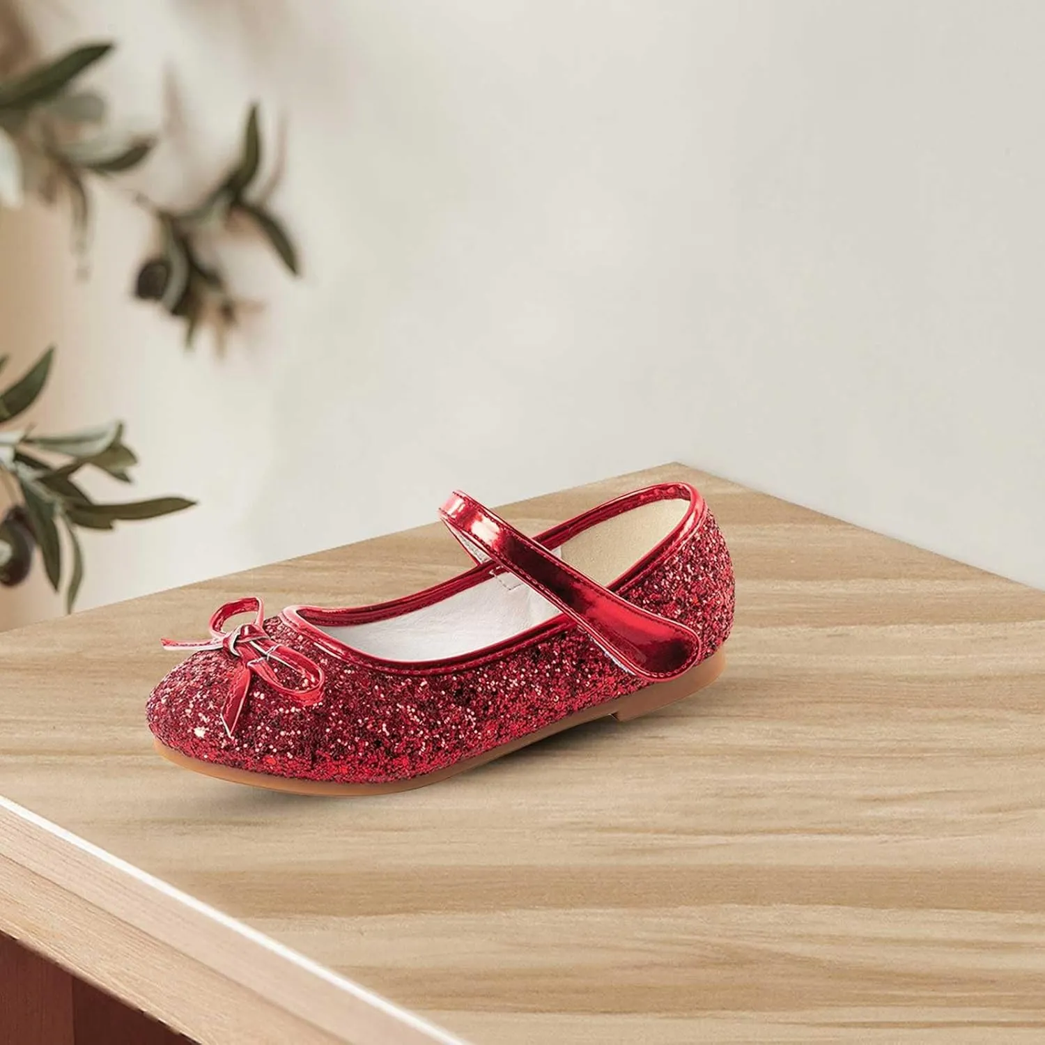 Baby Girls Glitter Bow Dress Dance Shoes Sandals 𝗟ow Heels Rubber Soft Sole Non Slip Princess Shoes Pearl Sequins Loafers