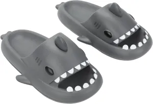 Bioworld Shark-Themed Men's Gray Single Molded Slide Sandals