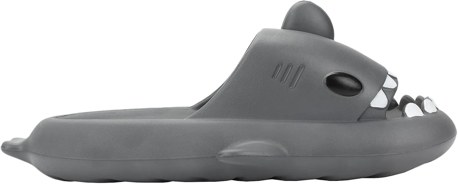 Bioworld Shark-Themed Men's Gray Single Molded Slide Sandals