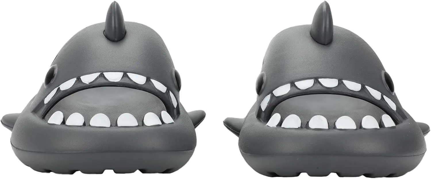 Bioworld Shark-Themed Men's Gray Single Molded Slide Sandals