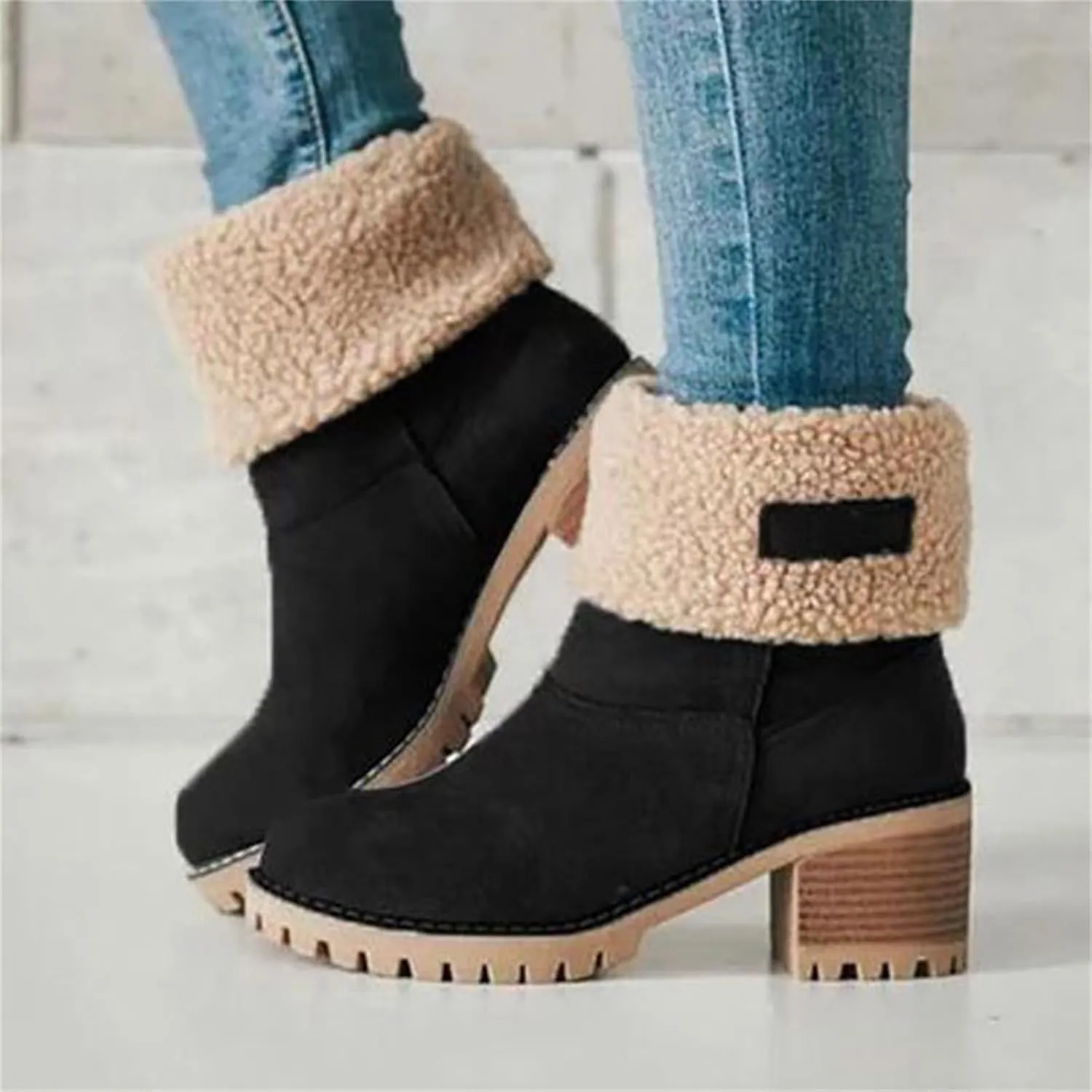 Boots for Women Ankle High Ankle Boot for Women 2024 Chunky Heel Ankle Booties Slip On Shoes Women Women's Ankle Boots Low Heel Short Fall Booties Womens Rain Boots