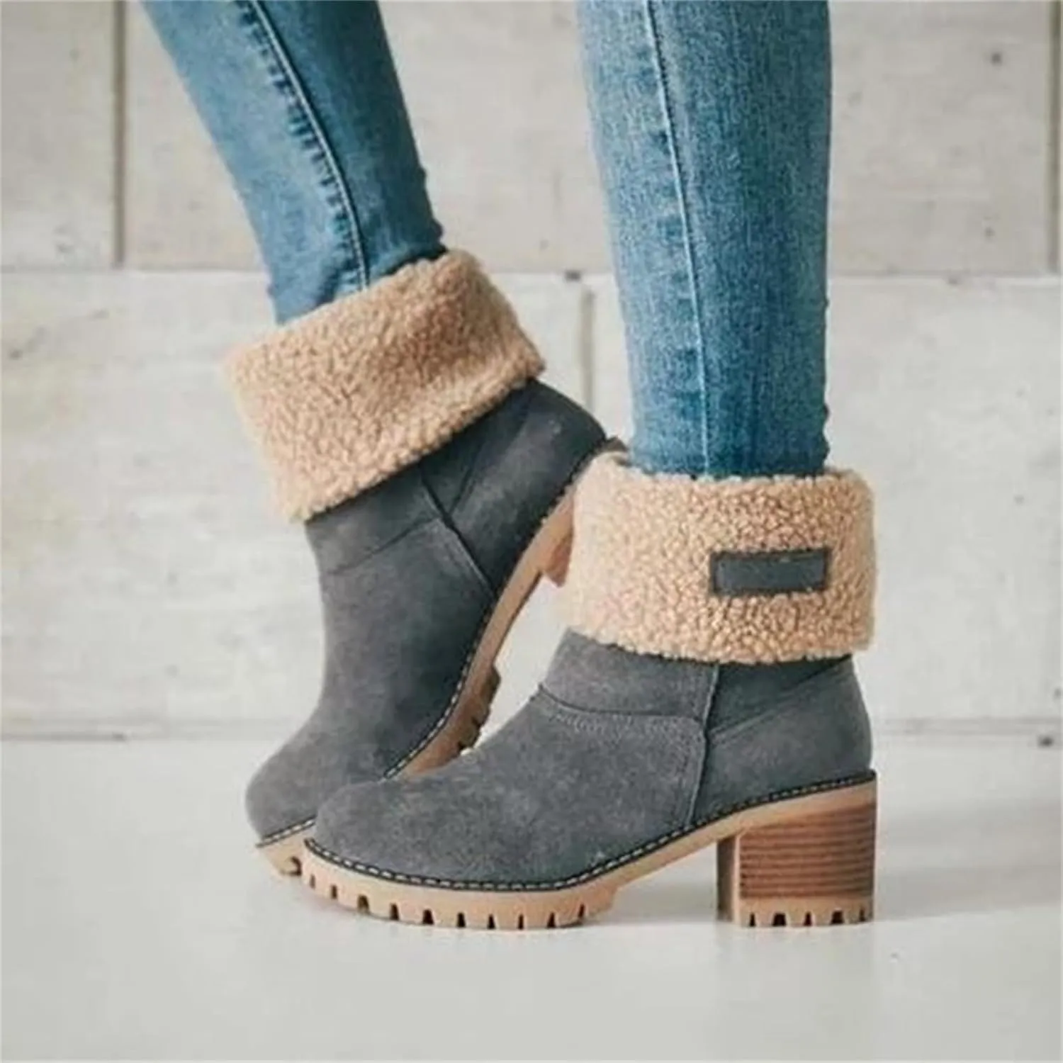 Boots for Women Ankle High Ankle Boot for Women 2024 Chunky Heel Ankle Booties Slip On Shoes Women Women's Ankle Boots Low Heel Short Fall Booties Womens Rain Boots