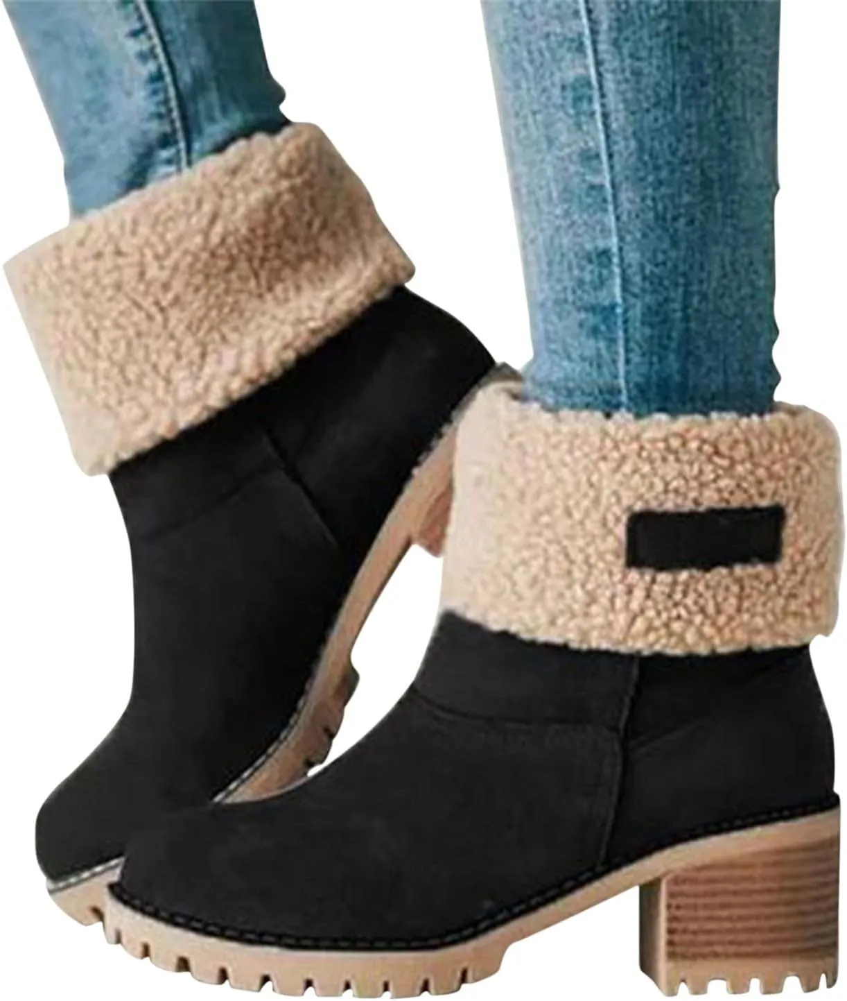 Boots for Women Ankle High Ankle Boot for Women 2024 Chunky Heel Ankle Booties Slip On Shoes Women Women's Ankle Boots Low Heel Short Fall Booties Womens Rain Boots