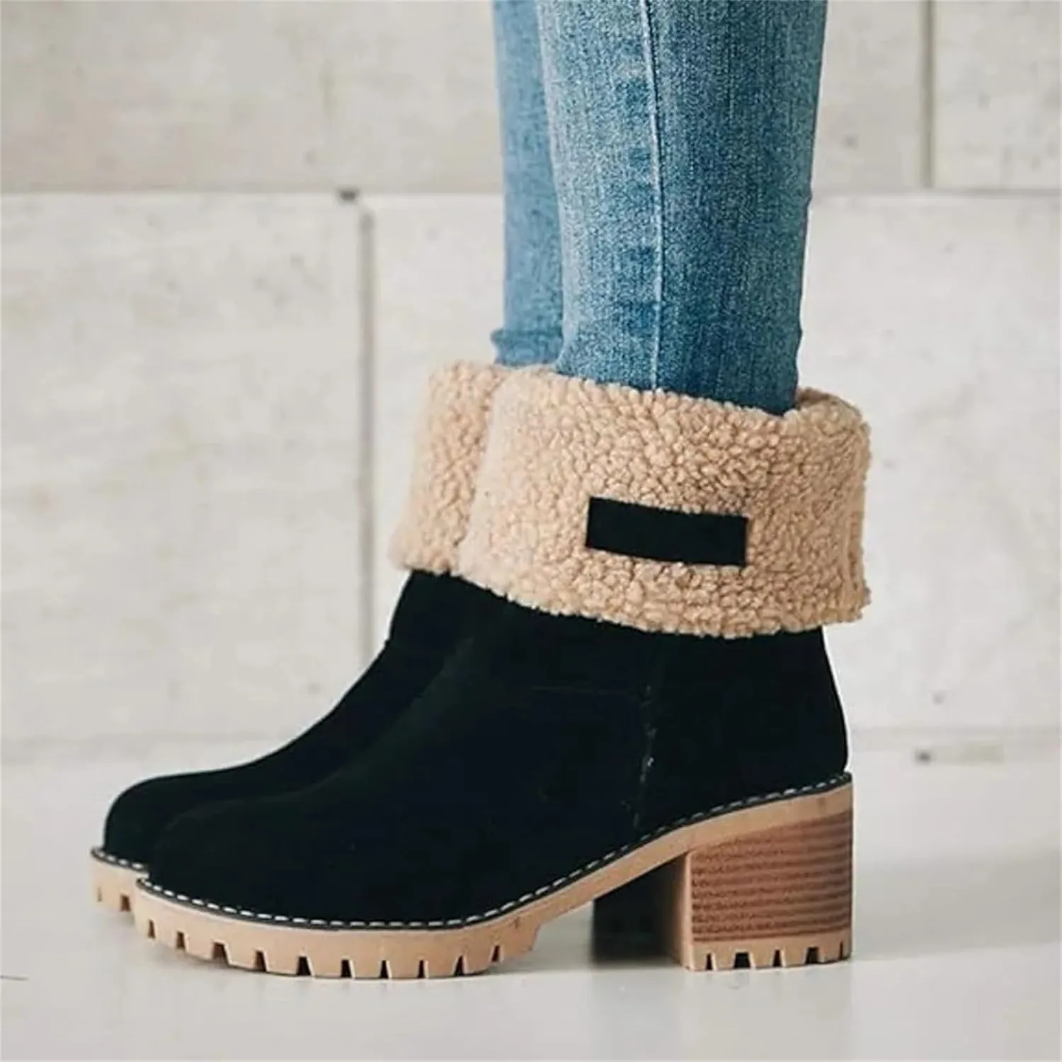 Boots for Women Ankle High Ankle Boot for Women 2024 Chunky Heel Ankle Booties Slip On Shoes Women Women's Ankle Boots Low Heel Short Fall Booties Womens Rain Boots