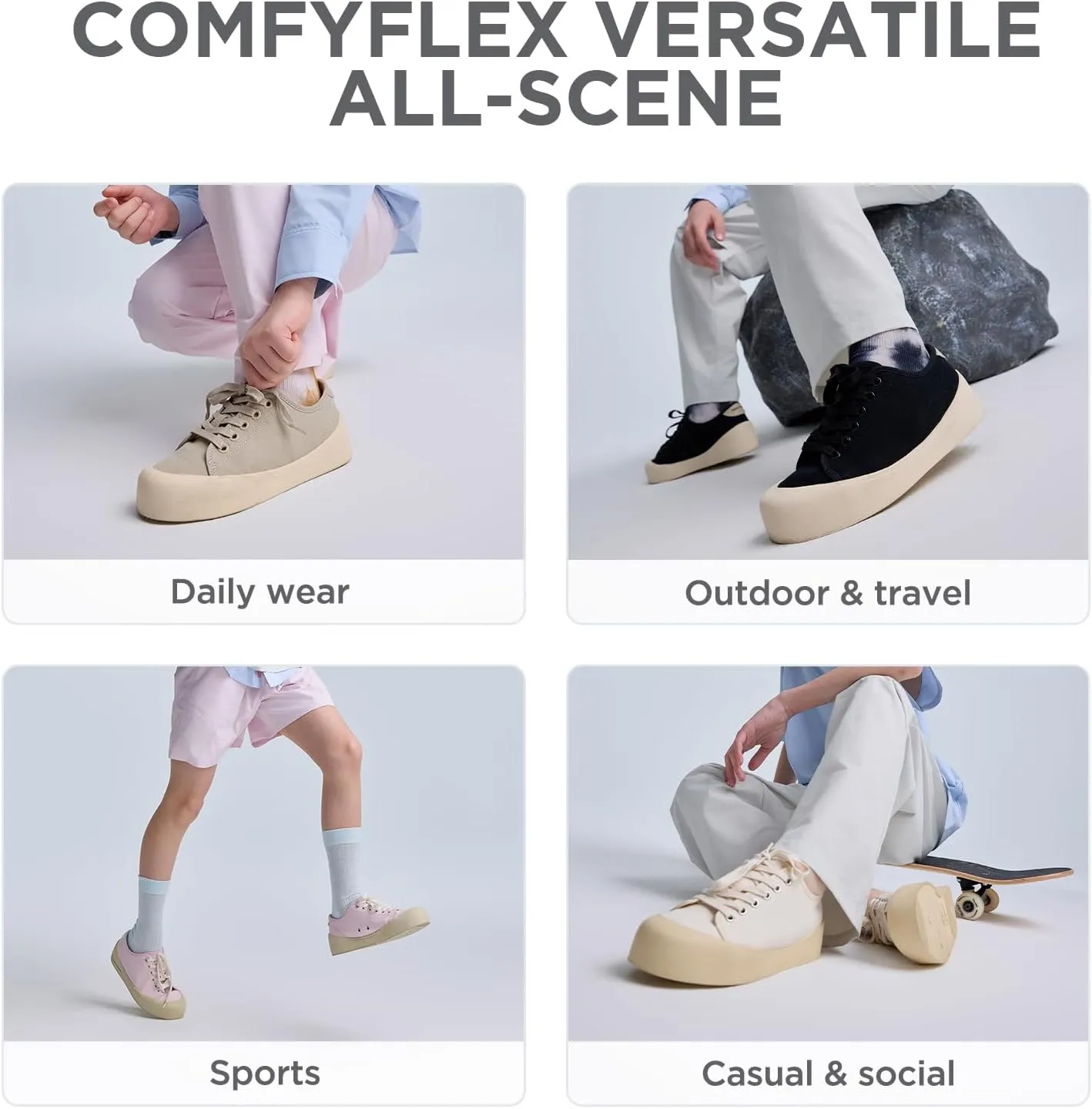 Boys Girls Kids Shoes Lace-up Cupsole Casual Lightweight Canvas Sneakers with Soprt Sole