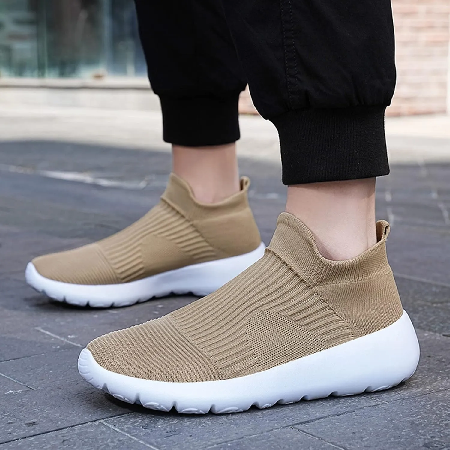 Casual Dress Shoes Men Sports Shoes New Pattern Summer Mesh Breathable Comfortable Simple Solid Color Slip On Fashion