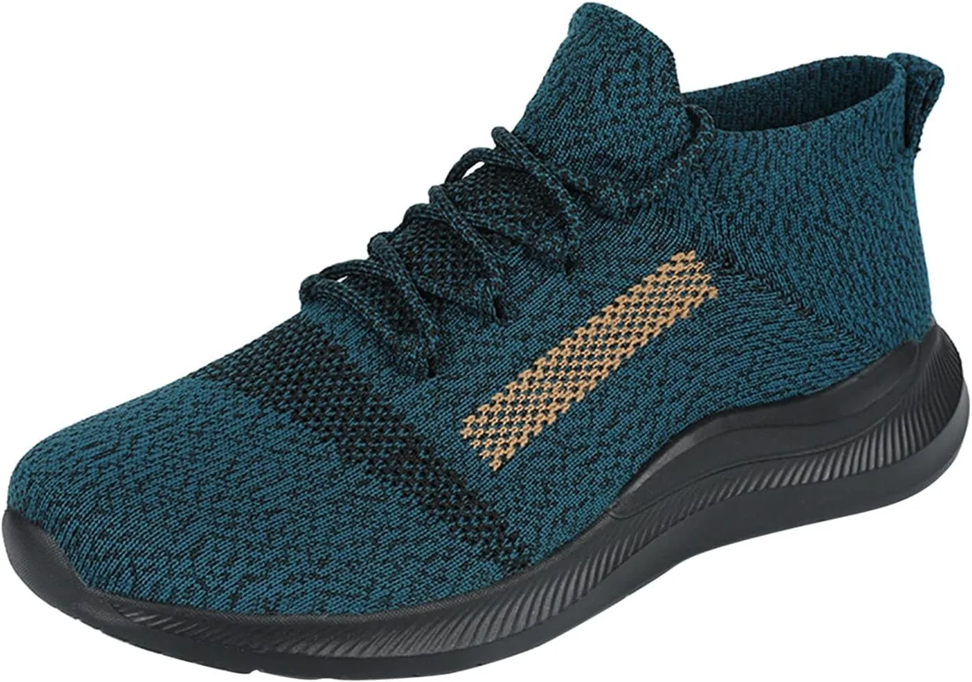 Casual Walking Shoes Fashion Men Sports Shoes Flat Bottom Lightweight Fly Woven Mesh Breathable Elastic Lace Up