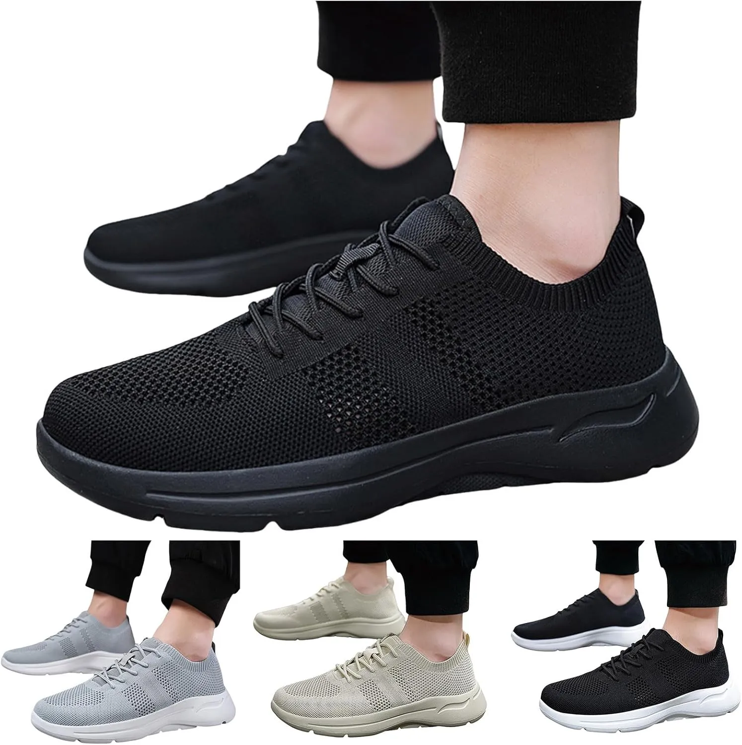 Casual Walking Shoes Men Sports Shoes Fashionable New Pattern Simple and Pure Color Mesh Breathable and Comfortable Flat