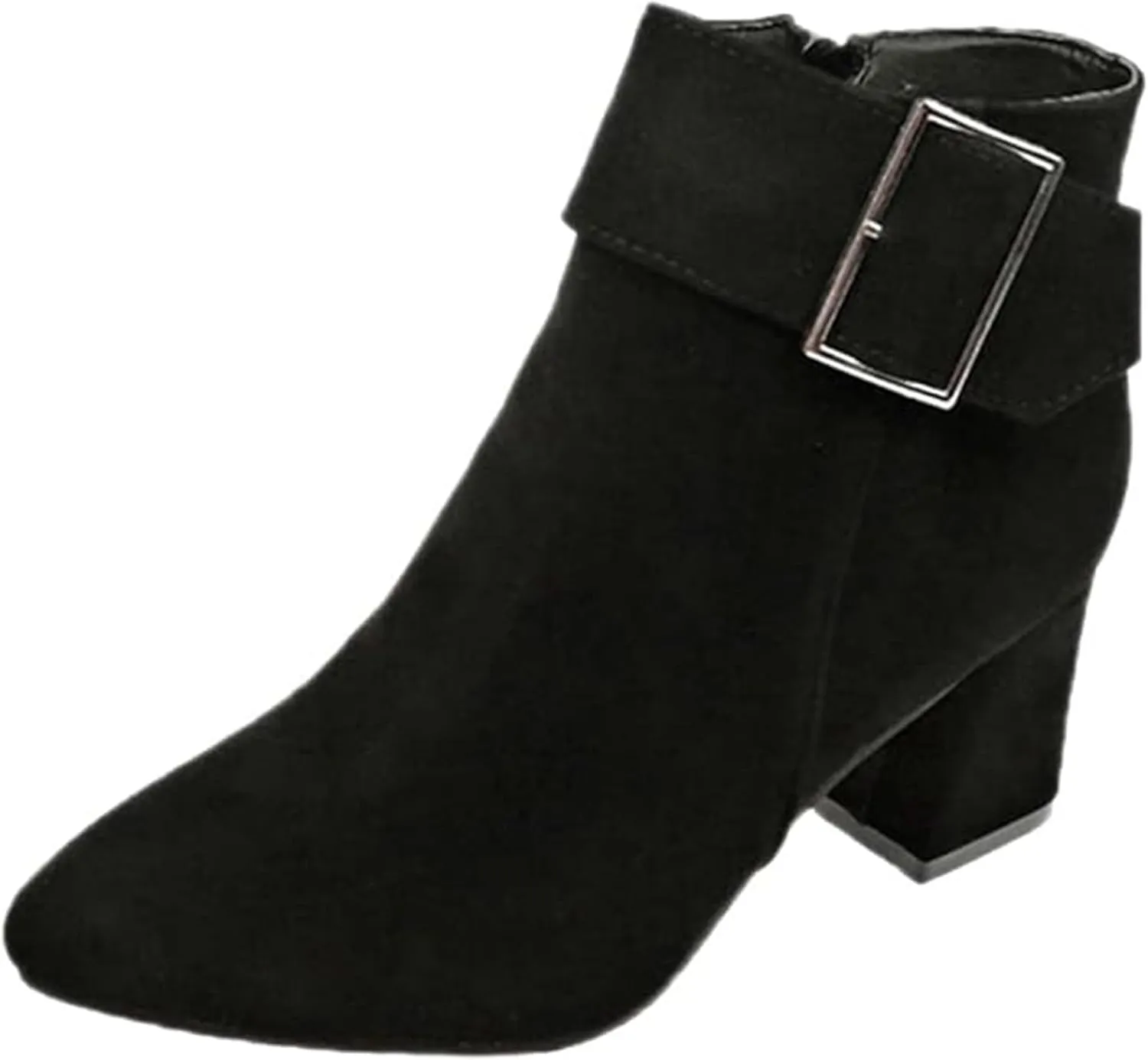 Cathalem Ankle Boots for Women Chunky Heel Pointed Toe Booties Side Zipper Fall Boots for Women Short Boots Dress Boots