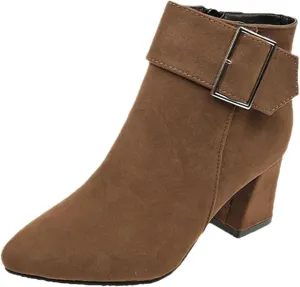Cathalem Ankle Boots for Women Chunky Heel Pointed Toe Booties Side Zipper Fall Boots for Women Short Boots Dress Boots