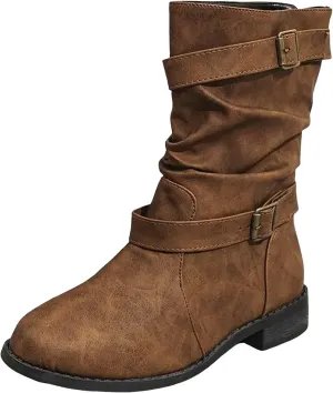 Cathalem Mid Calf Boots for Women, Women's Comfortable Fashion Dress Boots For Women Low Heel With Zipper Fall Booties