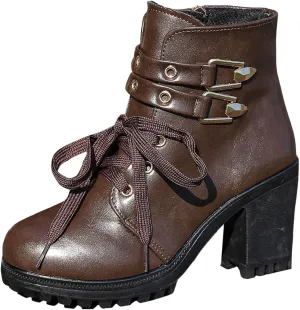 Cathalem Platform Boots for Women Goth Chunky Boots High Heel Black Ankle Booties Rivets Punk Combat Boot Shoes