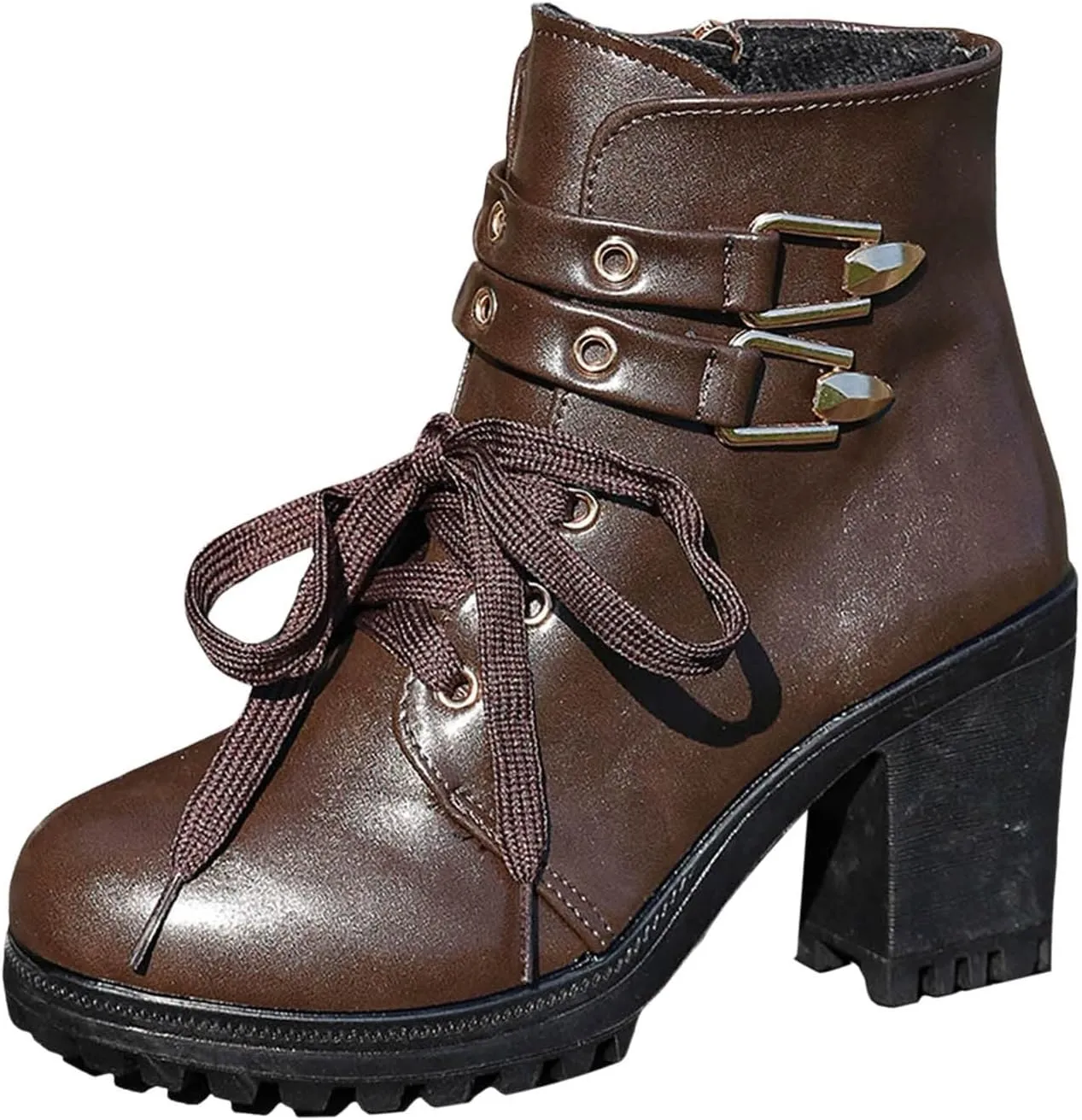 Cathalem Platform Boots for Women Goth Chunky Boots High Heel Black Ankle Booties Rivets Punk Combat Boot Shoes