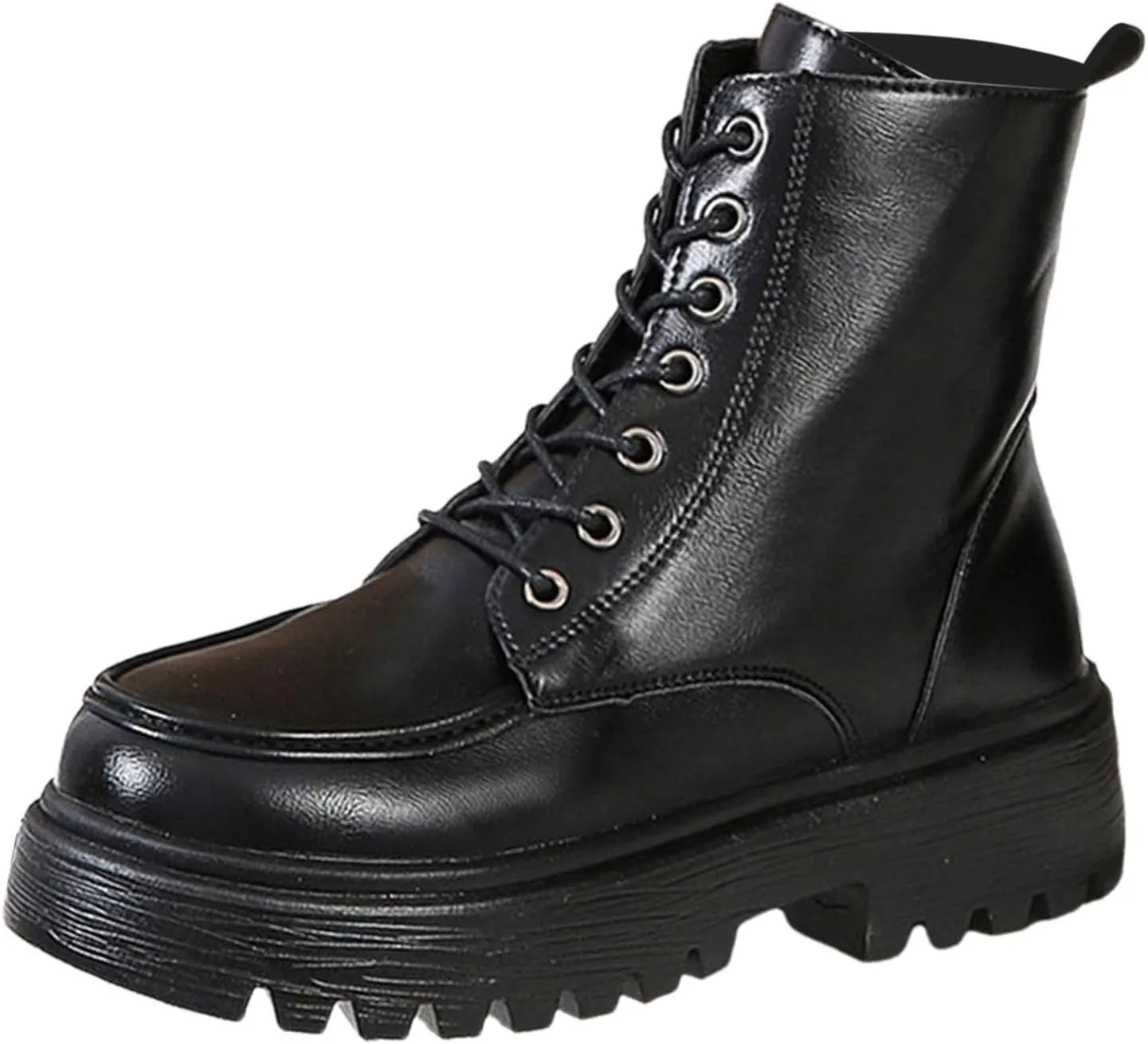 Cathalem Womens Combat Boots Ankle Boots Classic Low Heel Womens Motorcycle Boots Zippers Lace up Fashion Combat Booties