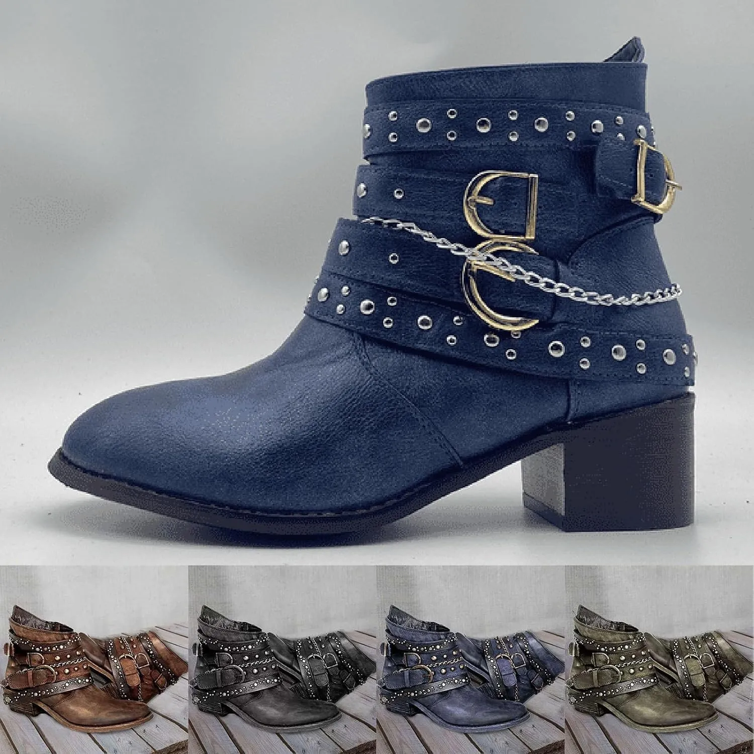 Chelsea Bootie Womens Lace Up Ankle Boots Wide Width High Ankle Boots Low Heel Womens 2024 High Heel Ankle Boots with Buckle Women's Ankle Boots Low Heel Comfortable Lace Ankle Boots