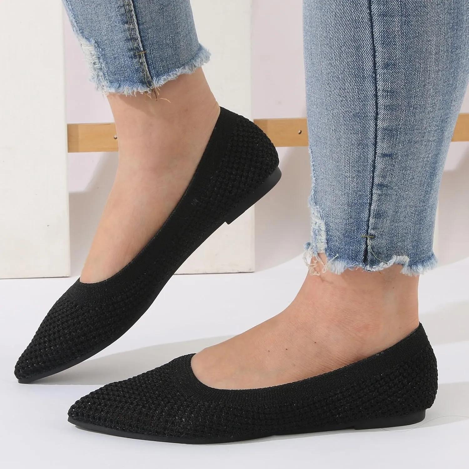 Comfortable Work Shoes Women Shoes Fashionable Flat Sole Single Fly Woven Thickened Soft Sole Casual Flat