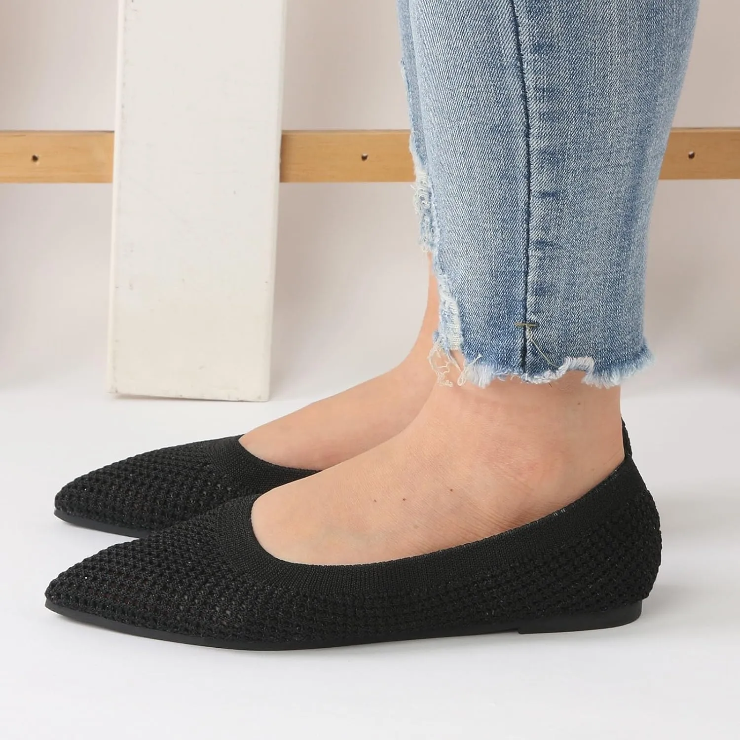Comfortable Work Shoes Women Shoes Fashionable Flat Sole Single Fly Woven Thickened Soft Sole Casual Flat