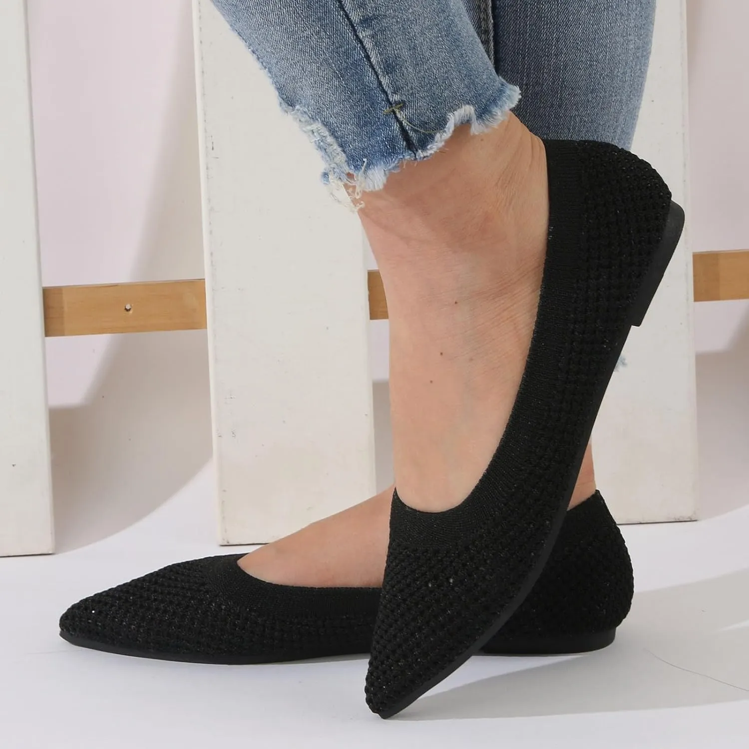 Comfortable Work Shoes Women Shoes Fashionable Flat Sole Single Fly Woven Thickened Soft Sole Casual Flat