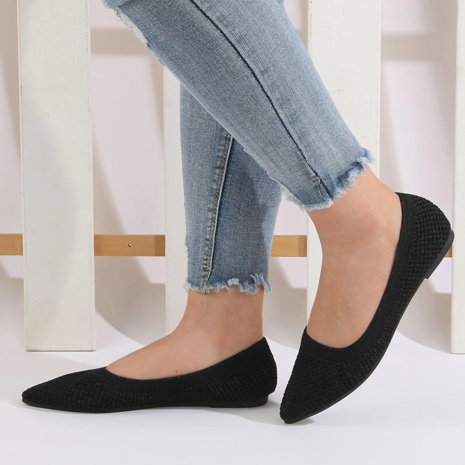 Comfortable Work Shoes Women Shoes Fashionable Flat Sole Single Fly Woven Thickened Soft Sole Casual Flat