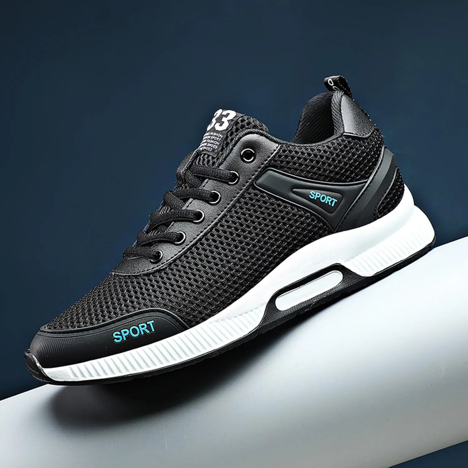 Couple Men's Elevator Shoes Men's Casual Mesh Trainers Lightweight Breathable Lace Up Sports Mens Sneaker Socks Low Cut