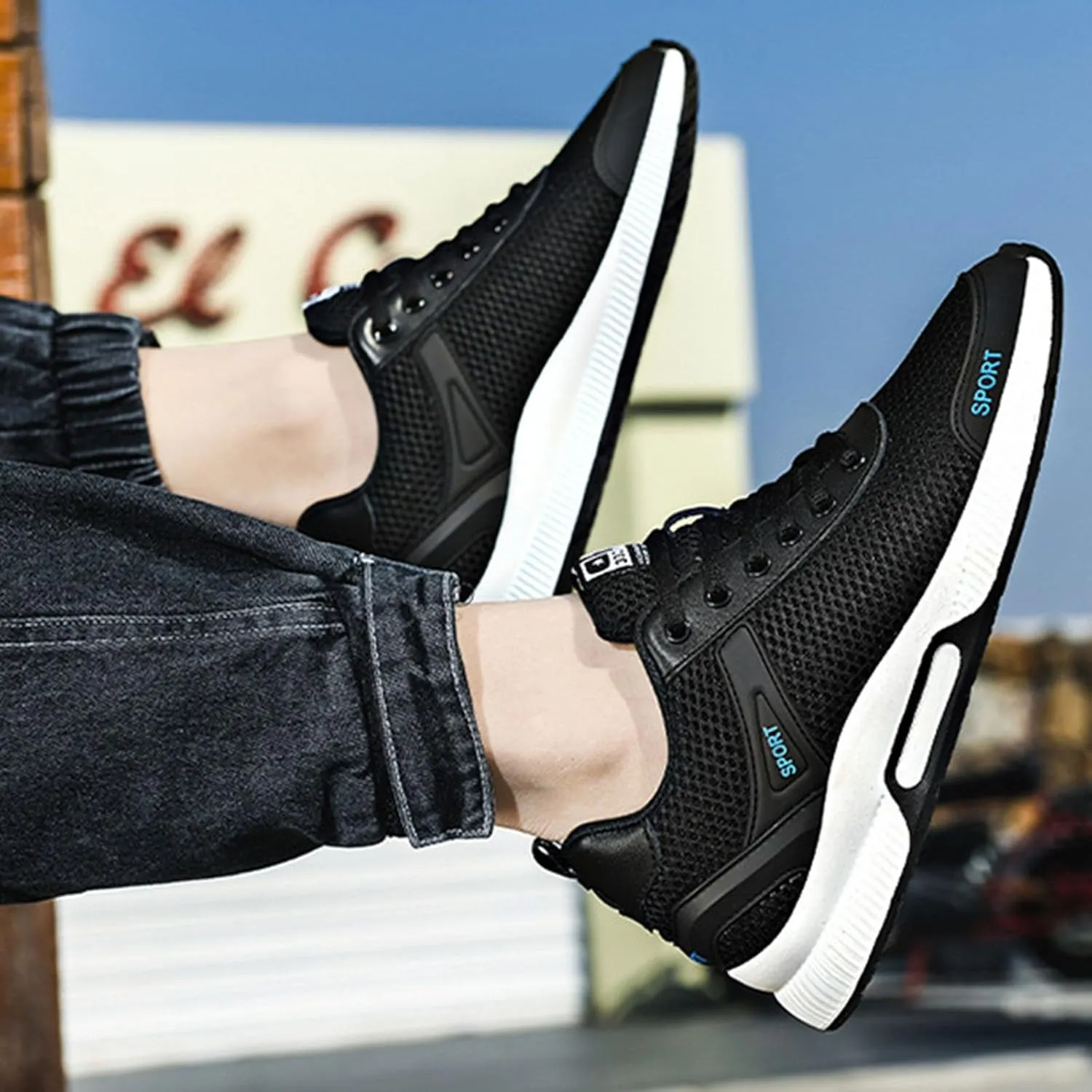 Couple Men's Elevator Shoes Men's Casual Mesh Trainers Lightweight Breathable Lace Up Sports Mens Sneaker Socks Low Cut