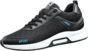 Couple Men's Elevator Shoes Men's Casual Mesh Trainers Lightweight Breathable Lace Up Sports Mens Sneaker Socks Low Cut