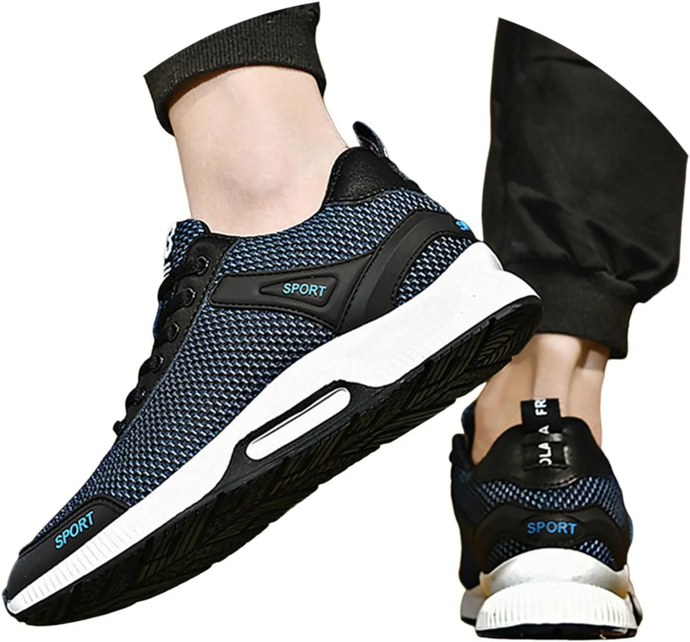 Couple Men's Elevator Shoes Men's Casual Mesh Trainers Lightweight Breathable Lace Up Sports Mens Sneaker Socks Low Cut