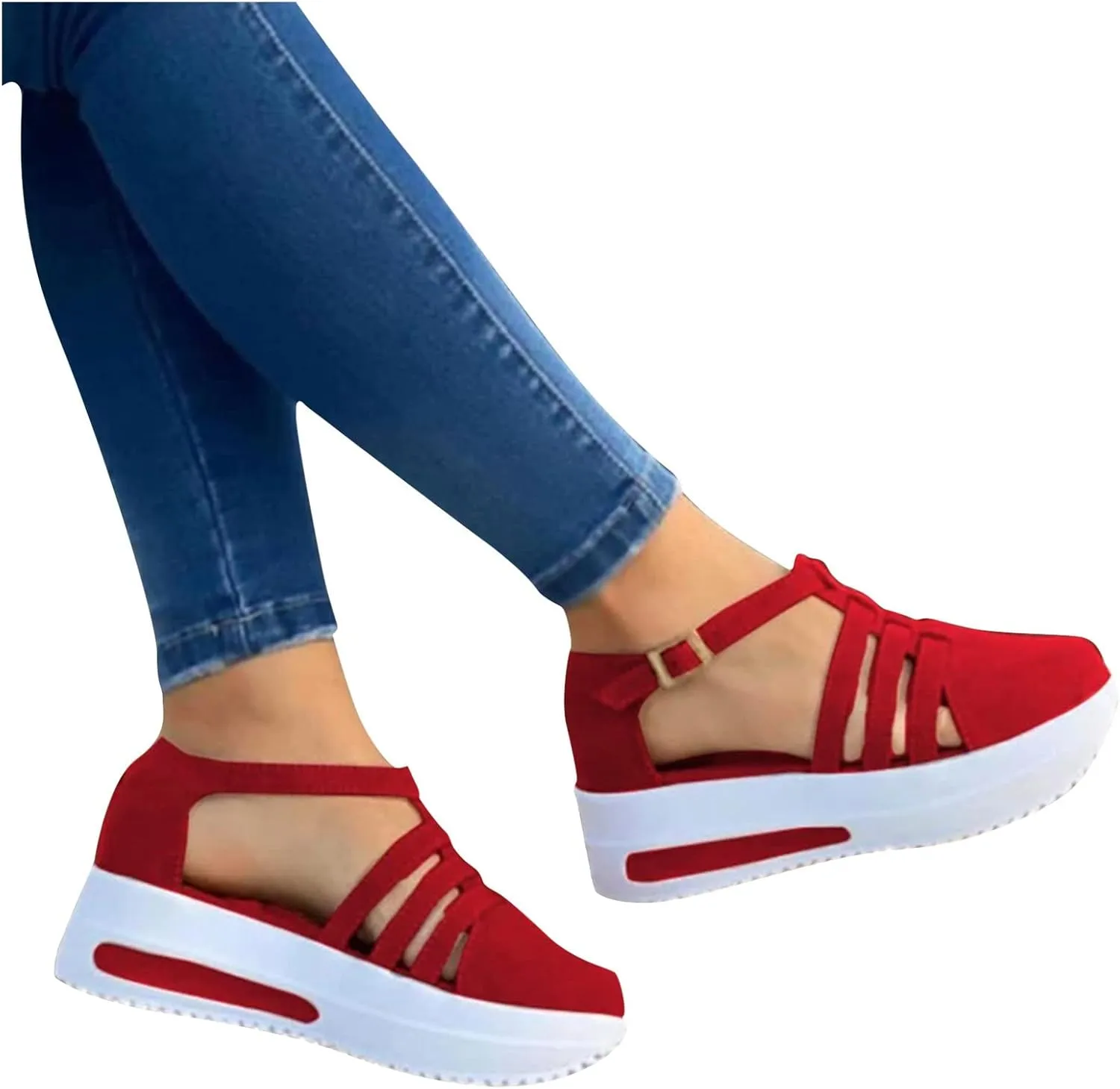Dotmalls Shoes for Women,Platform Wedges Sandals Casual Dressy Summer 2025 Comfortable Non Slip on Ankle Strap Walking Cushioned Loafers On Low Top Lightweight Canvas Wedge Breathble Sneakers