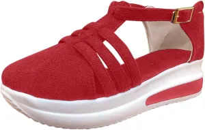 Dotmalls Shoes for Women,Platform Wedges Sandals Casual Dressy Summer 2025 Comfortable Non Slip on Ankle Strap Walking Cushioned Loafers On Low Top Lightweight Canvas Wedge Breathble Sneakers