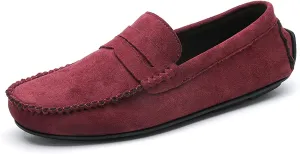 Easy to Put and Remove Driving Moccasins for Men Suede Vamp Penny Loafer Stitching Details Round Toe Comfortable Flexible Resistant Casual Slip On for All Occasions