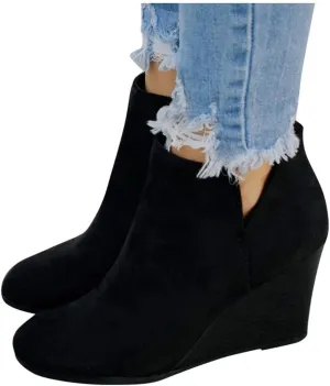 GUNIYIFS Women's Wedge Booties and Ankle Boots Comfortable Ankle Short Boots for Women Fashion Dressy Sexy Heels Shoes with Zipper