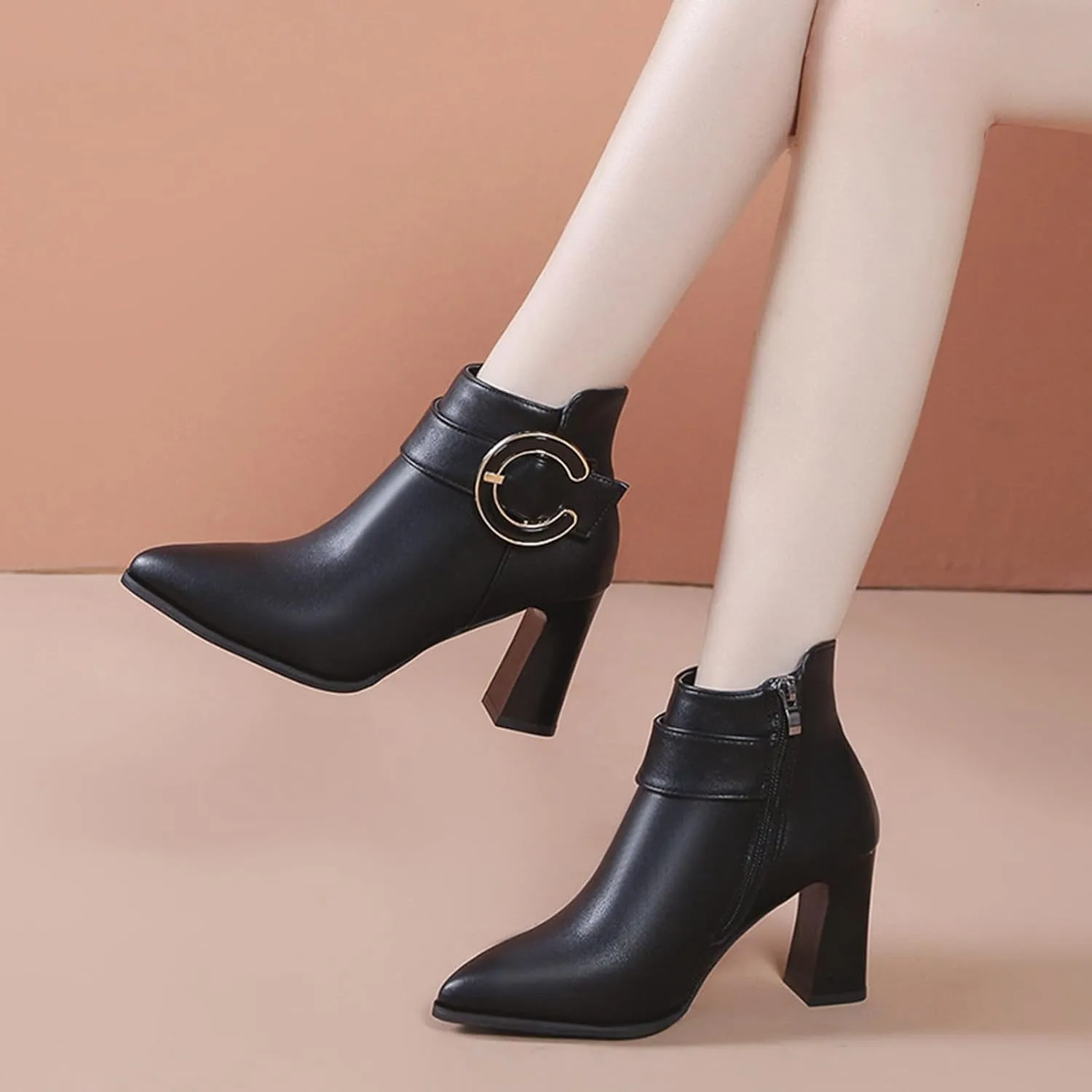 High Heel Ankle Boots for Women Ankle Boots for Women No Heel Womens Heel Boots Botas Para Mujeres Ankle Boots Men Zipper Ankle Booties for Women with Heel