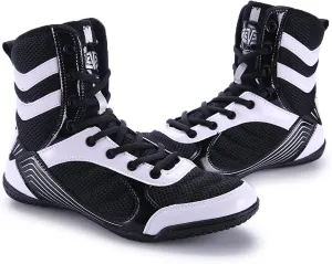 High Traction Men's Sports Boxing Shoes Fitness Training Shoes Sanda Shoes High-top Combat Speed Wrestling Mens Women Breathable Weightlifting Training Shoes