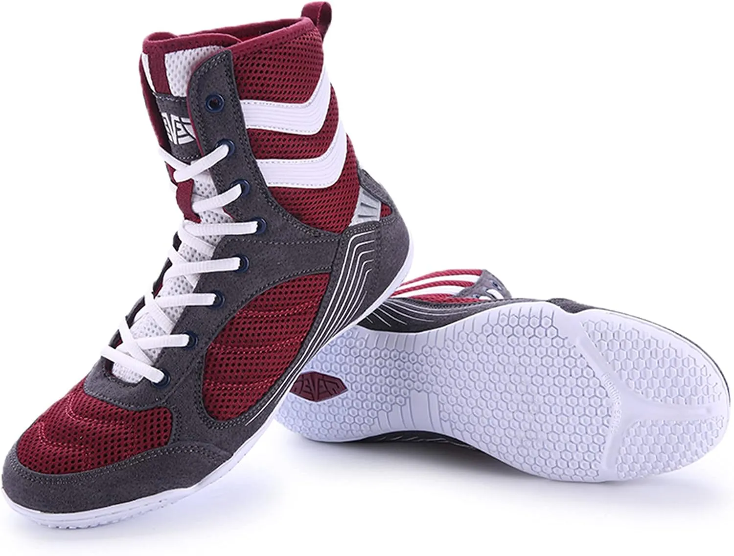 High Traction Men's Sports Boxing Shoes Fitness Training Shoes Sanda Shoes High-top Combat Speed Wrestling Mens Women Breathable Weightlifting Training Shoes