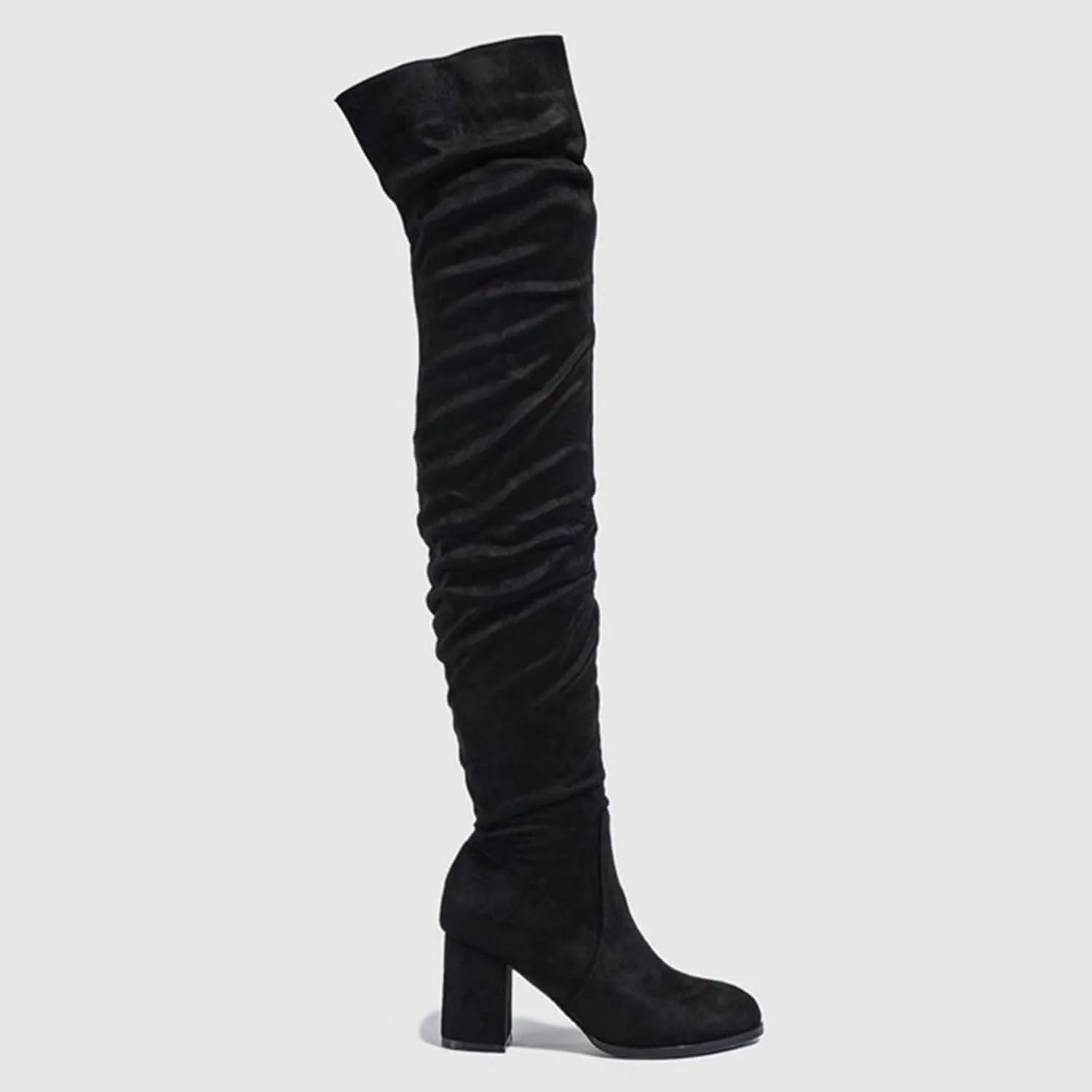 Hiking Boots Women Strap Back Over Knee Boots Suede Long Boots Comfort Chunky Heels Thigh High Dress Boots